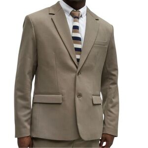 NOVA MEN Kevin Twill Textured Taupe Two-Button Blazer Jacket M Classic Slim Fit